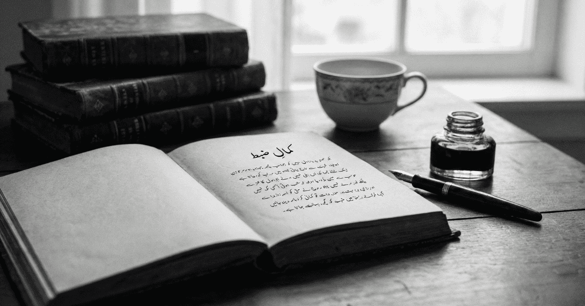 Classic Urdu poetry page. Generated with AI assistance.